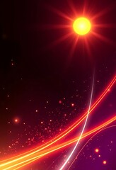 Obraz premium Abstract Red and Orange Light Streaks With Bright Sun