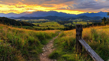 Sunset Mountain Trail Path Landscape