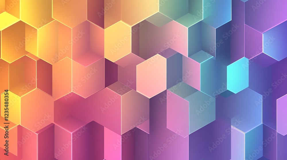 Poster colorful hexagonal patterns create a vibrant abstract design with smooth gradients and geometric sha