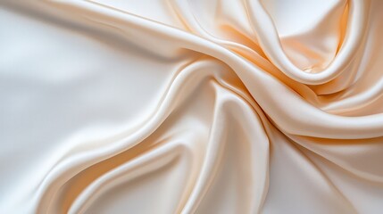 Fototapeta premium Soft and Elegant Silk Fabric Draped in Gentle Waves with Subtle Creamy Tones for High-End Design Projects