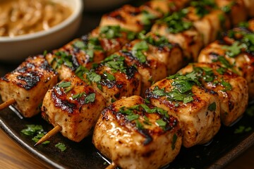 Grilled chicken satay with peanut sauce (10)