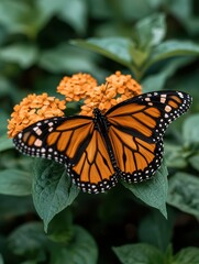 Obraz premium Monarch butterfly on orange flowers