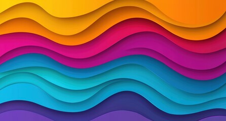 Abstract colorful wavy background with layered paper effect