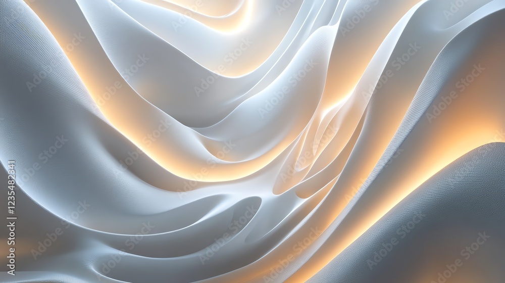 Poster fluid forms create a captivating interplay of light and texture in a soft, abstract composition