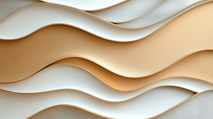 Obraz premium Abstract Wavy Surface with Layers of Beige and White Textures Creating a Modern Artistic Background Design