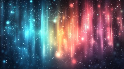 Fototapeta premium Vibrant Rainbow Light Streaks Dance Across Dark Canvas. AI Generated