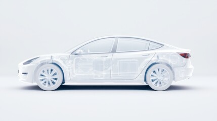 Fototapeta premium Transparent car design showcasing internal structure and parts