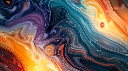 An abstract background of flowing, colorful paint.