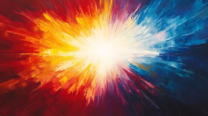 Obraz premium Fiery abstract painting explodes with vibrant color contrasts dynamically arranged. AI Generated