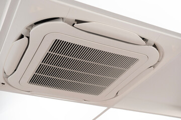 Close up air conditioning central system installed on the ceiling
