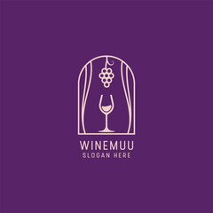vector luxury wine logo with lines