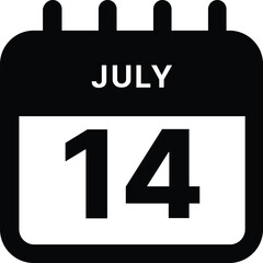 Fototapeta premium July 14 calendar icon design vector illustration