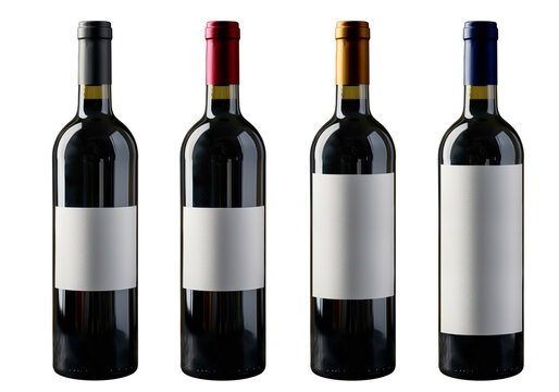 Garra de vinho tinto com r&oacute;tulo em branco isolado em fundo transparente.
