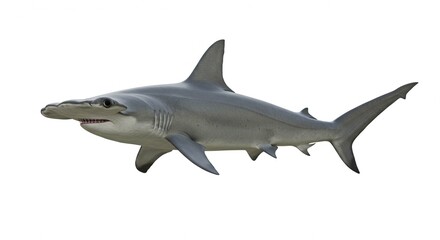 Naklejka premium Great Hammerhead Shark Swimming Ocean Wildlife Marine Animal Underwater Scene