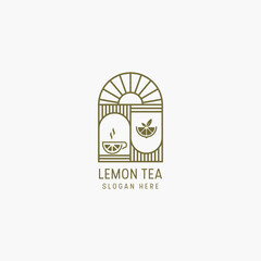 vector luxury lemon tea logo with lines