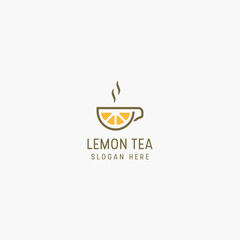 vector luxury lemon tea logo with lines