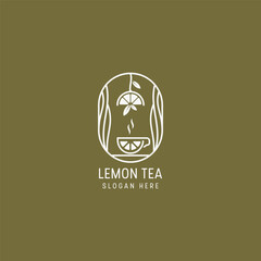vector luxury lemon tea logo with lines