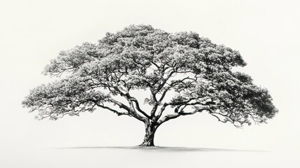 Fototapeta premium Majestic tree, monochrome, outdoor, serene background, nature photography