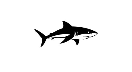 Obraz premium Powerful Black and White Shark Silhouette Aquatic Predator Illustration Ocean Wildlife Graphic