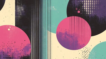 Bold Pink Purple Circles Abstract Geometric Design. AI Generated