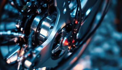 Close-up of a modern bicycle gear mechanism with metallic components