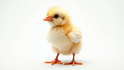 Obraz premium Adorable Chick Studio Portrait with Pure White Background - Generative AI