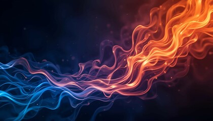 Obraz premium Abstract Blue and Red Flames with Smoky Background