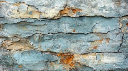 Obraz premium Rustic weathered brick wall with deep grooves and cracks, adding character and charm to the background.