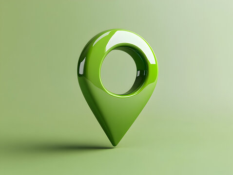 S&iacute;mbolo moderno de geolocalizaci&oacute;n en verde natural, ilustrando mapeo, transporte, conectividad global y tecnolog&iacute;a de orientaci&oacute;n sostenible