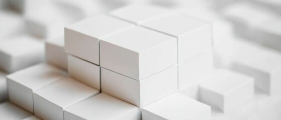 Fototapeta premium Abstract White Cubes Minimalist Geometric Background