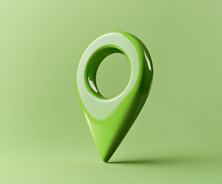 Icono de ubicaci&oacute;n 3D en verde, simbolizando navegaci&oacute;n GPS, servicios de geolocalizaci&oacute;n sostenibles y tecnolog&iacute;a de mapas digitales para negocios y viajes
