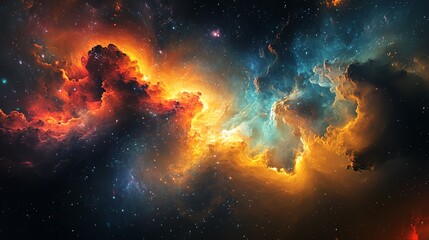Fototapeta premium Colorful Cosmic Nebula With Vibrant Colors and Swirling Gases Illuminating the Night Sky