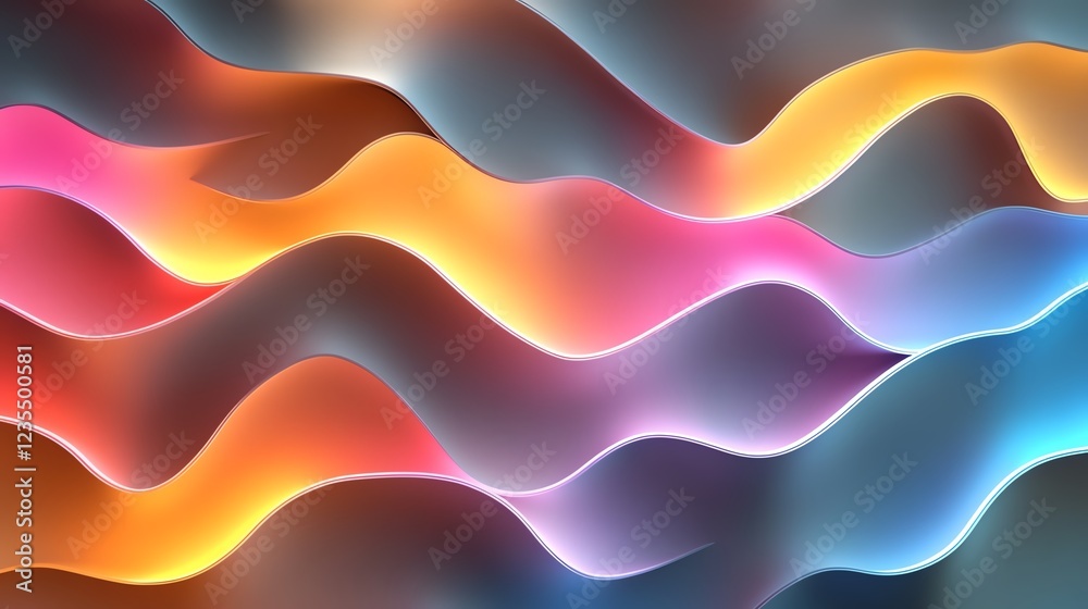 Poster colorful abstract waves creating a flowing pattern in a modern design suitable for backgrounds and d