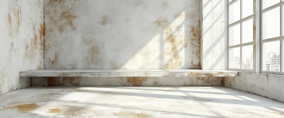 Rustic Industrial Room Interior with Sunlight