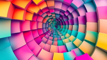 Obraz premium Colorful Spiral Design With Vibrant Geometric Patterns in a Mesmerizing Tunnel-Like Structure