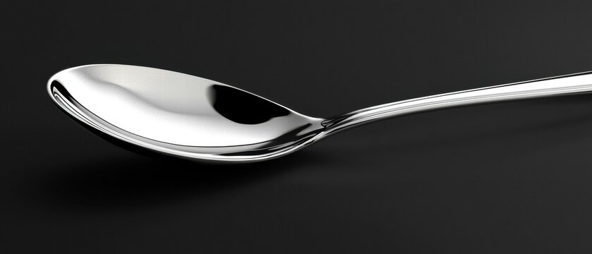 Polished spoon against a dark background. AI.