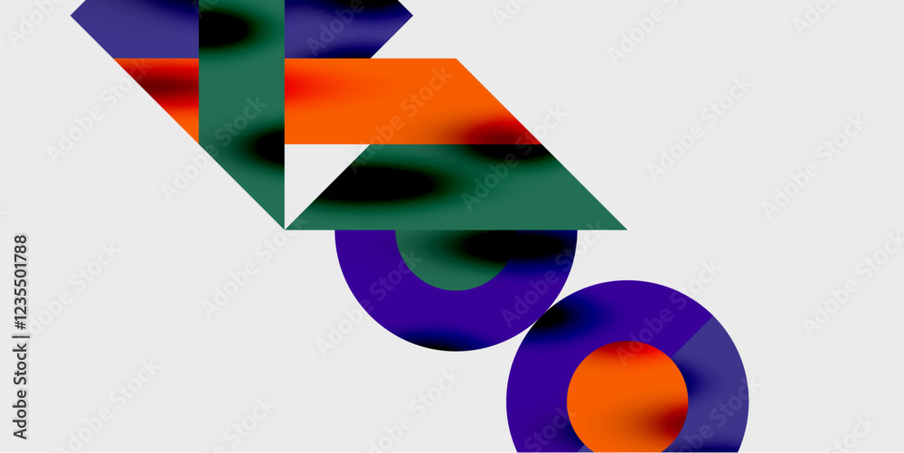 Fototapete modern abstract background featuring circles, lines, and triangles in a dynamic geometric compositio