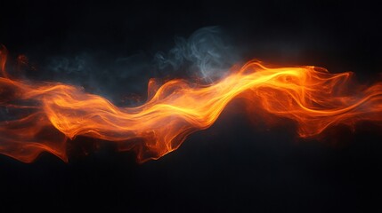 Fototapeta premium Fiery orange and gray abstract swirls dance dynamically across dark background. AI Generated