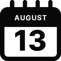 Fototapeta premium August 13 calendar icon design vector illustration