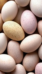 Colorful Variety of Speckled Eggs in Natural Arrangement