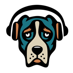 Dog with headphones logo design