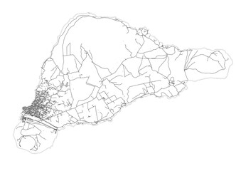 Easter Island country map highway with white and black theme