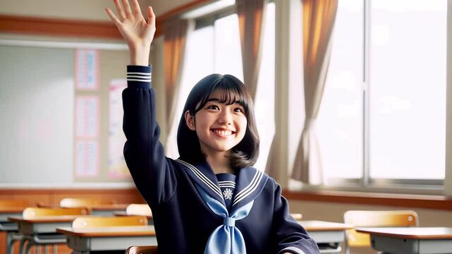 手を上げる生徒