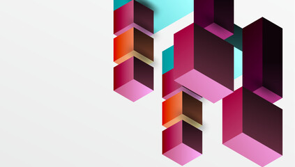 Sleek abstract design featuring isometric 3D blocks in a clean, modern composition. Perfect for tech-inspired themes, with vibrant colors and geometric precision