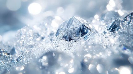 Sparkling Crystal Gems on Shimmering Background in Soft Focus