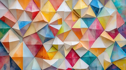 Fototapeta premium Colorful Geometric Paper Art Installation Creates a Vibrant Atmosphere in a Modern Gallery