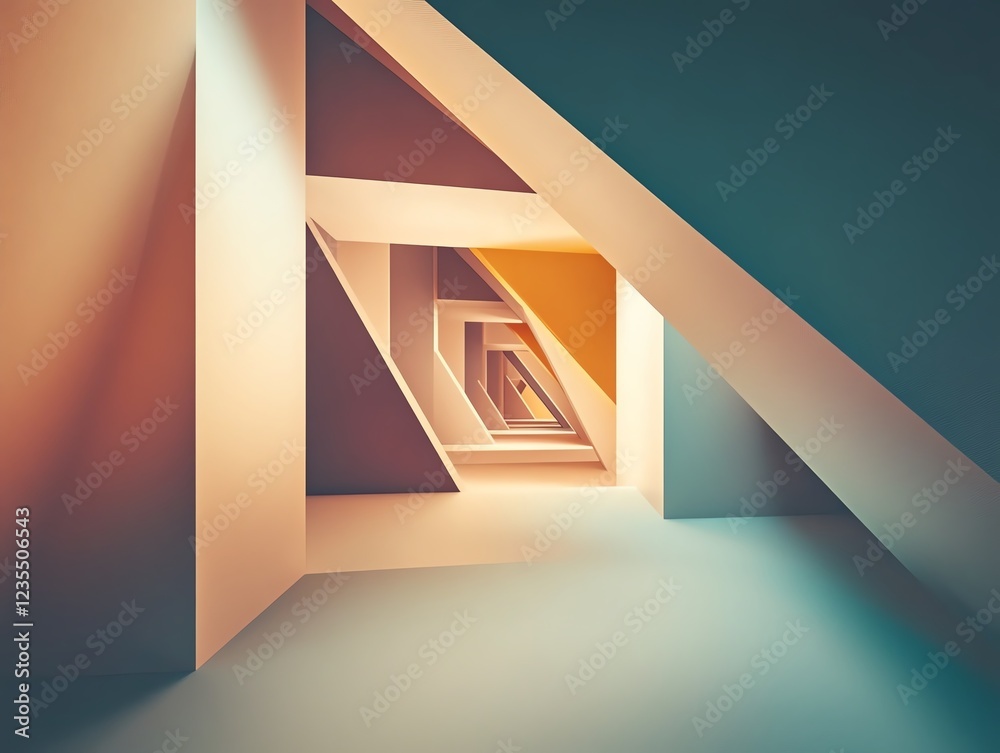 Poster intricate geometric shapes create a mesmerizing pattern in a modern architectural space