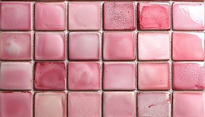 Fototapeta premium Pink square tiles background, ideal for interior design projects or bathroom renovations