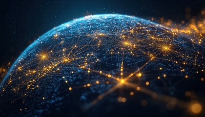 Obraz premium Global network connections data visualized on Earth globe in space
