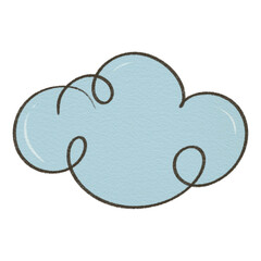 Drawing blue cloud, transparent, PNG